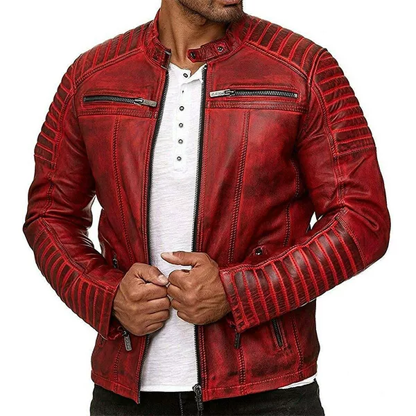 Retro Slim Fit Biker Leather Jacket