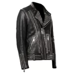 Mens Biker Black Studded Motorcycle Jacket