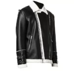 Mens Faux Shearling Moto Black Jacket