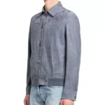 Men Grey Suede Leather Jacket