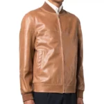 Mens Leather Zipped Bomber Jacket