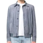Men Bomber Grey Suede Jacket
