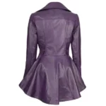 Purple Peplum Classic Leather Jacket