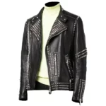 Mens Black Studded Motorcycle Leather Jacket