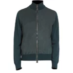 Mens Teal Green Bomber Leather Jacket