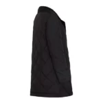 Womens Black Button Closure Quilted Coat
