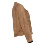 Women Brown Suede Moto Jacket