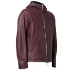 Mens Maroon Zip Up Hood Jacket